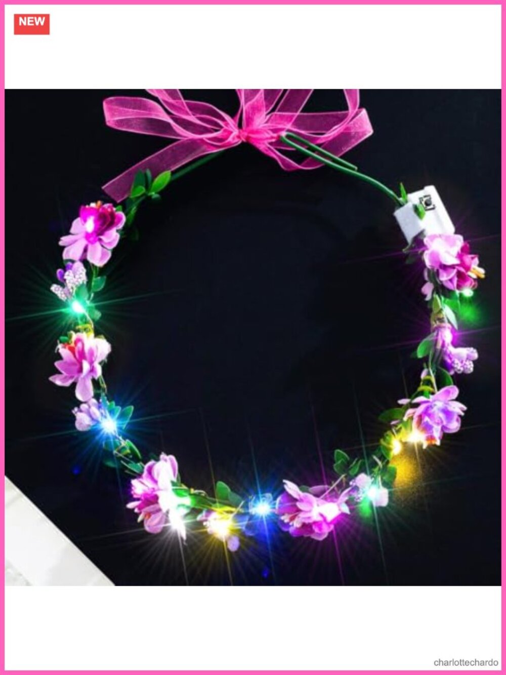 Light Up Flower Crown Headband LED Floral Halo for Wedding Festival Party